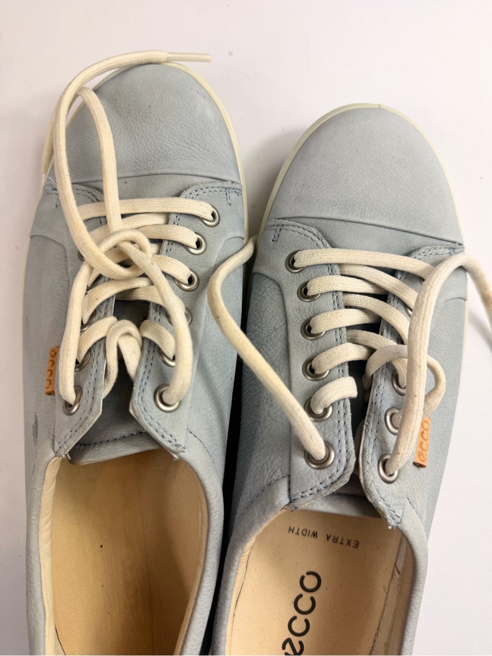 Ecco Light Blue Leather Lace-Up Sneakers - Picture 5 of 6